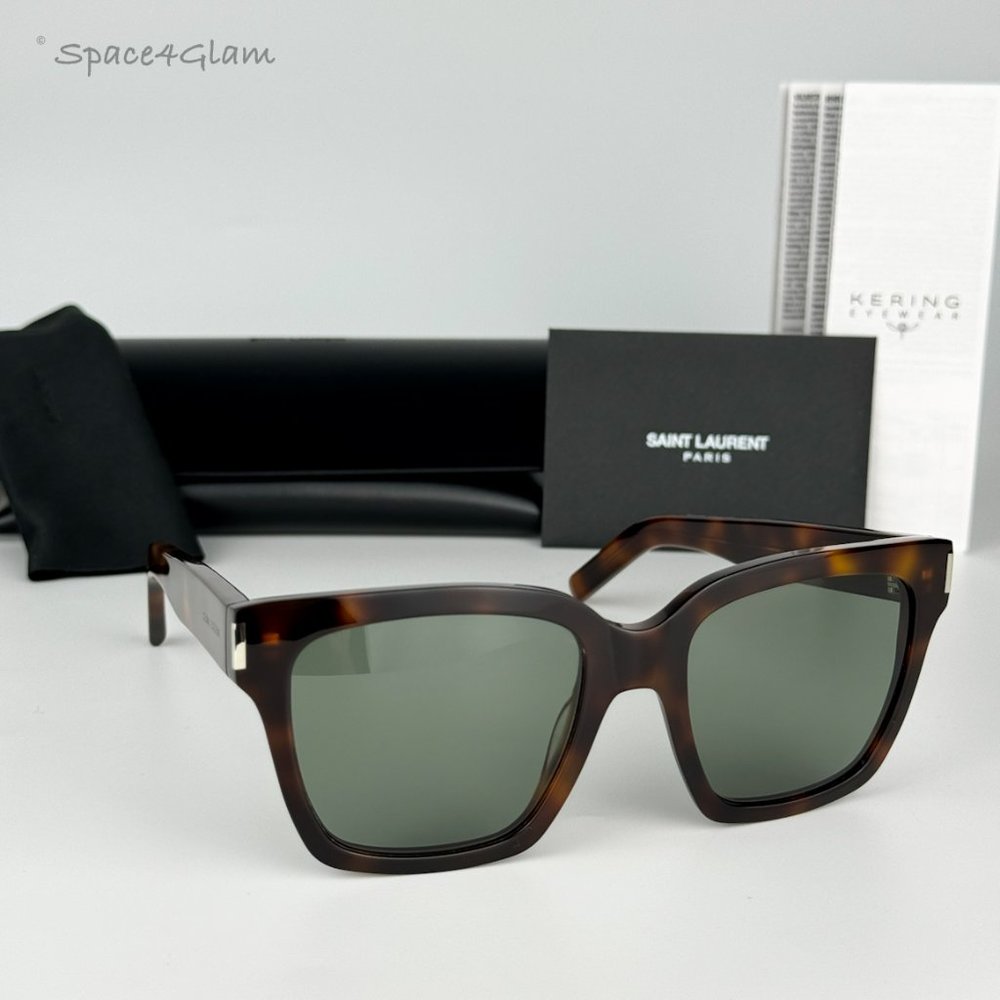 NEW Saint Laurent SL507 002 Havana Green Square Unisex Sunglasses - Picture 4 of 12